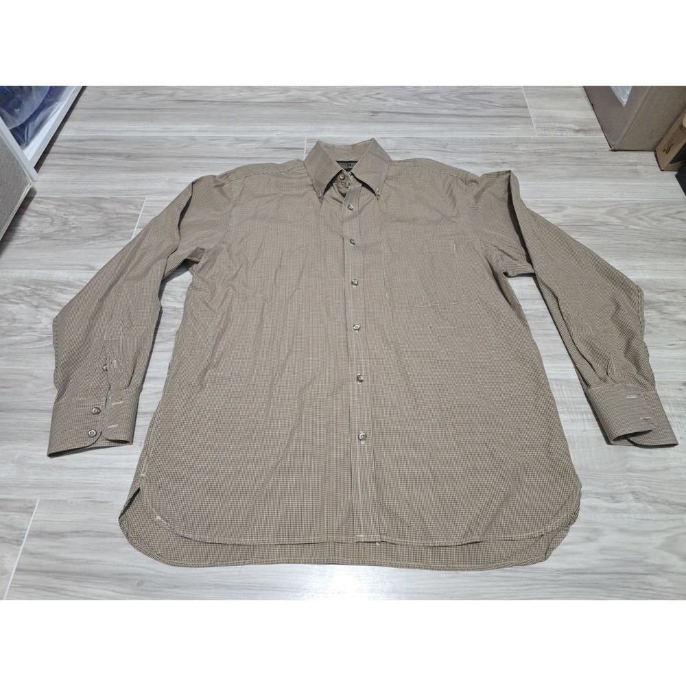 Donald J Trump Signature Collection Button Shirt Brown Medium